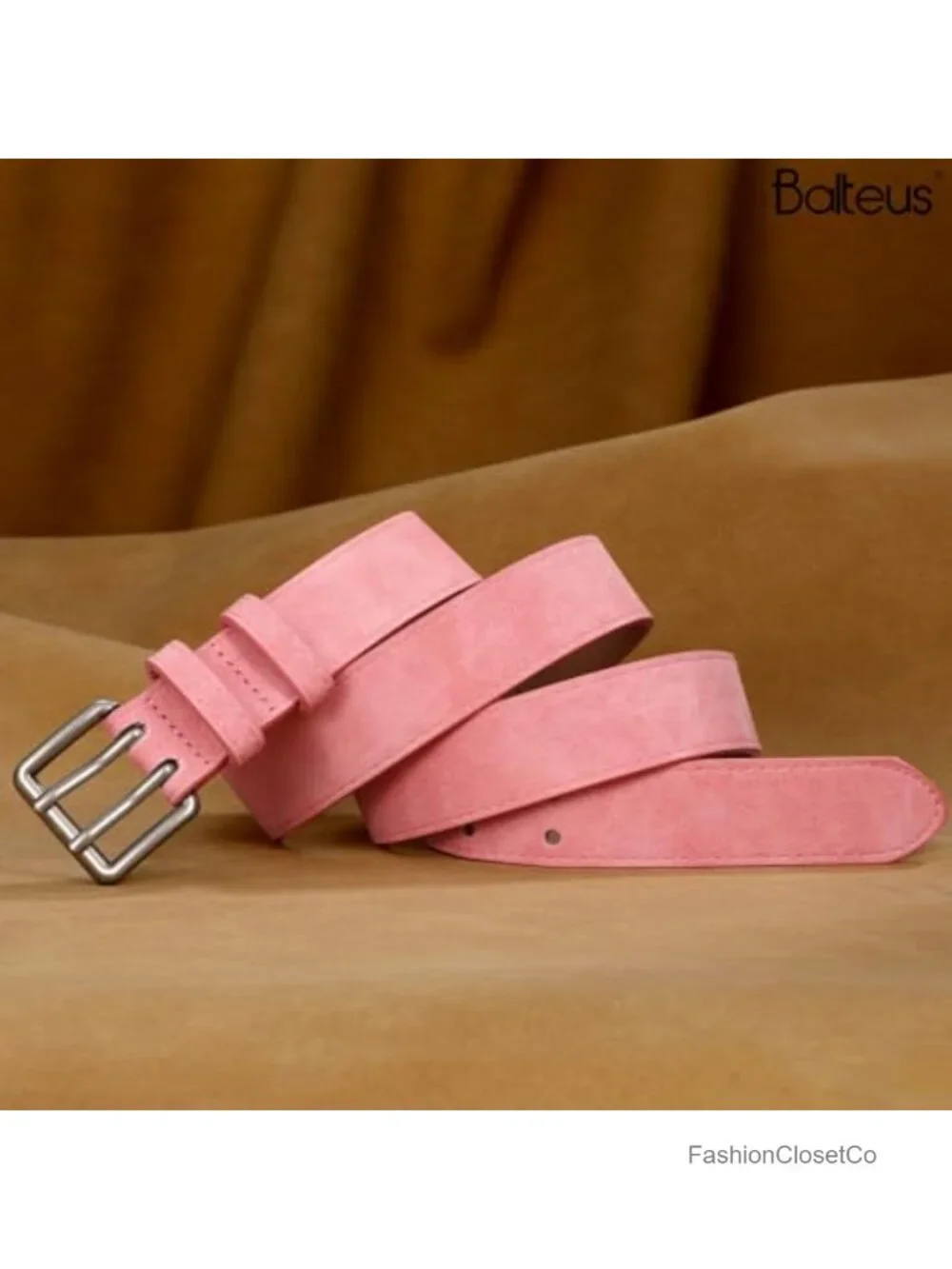 Women's Double Prong Faux Leather Suede Belt Retro Chic Waist Belts